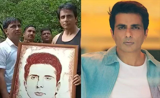 Sonu Sood Fan Gifts Him Painting Made Out Of Blood - Sakshi