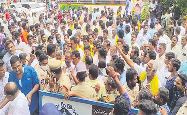 TDP Leaders Over Action Gudivada Pamarru - Sakshi