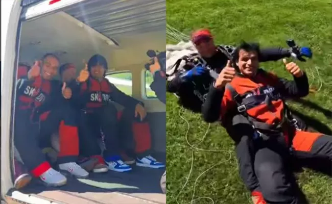 Neeraj Chopra Says Sky Is-Not-The-Limit Skydiving Switzerland Viral - Sakshi