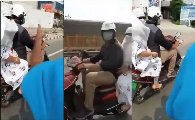 Viral Video: Husband Catches His Wife Red Handed With Lover On Scooty in Agra - Sakshi