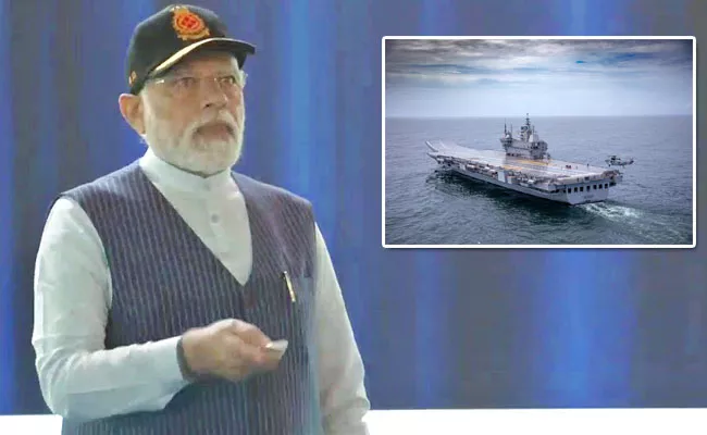 PM Modi Commission INS Vikrant 1st Made In India Aircraft Cochin Shipyard - Sakshi