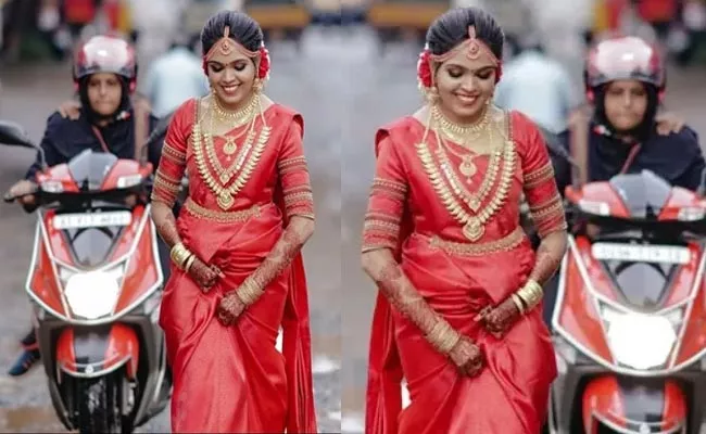 Kerala Bride Walks On Road Potholes For Photoshoot - Sakshi