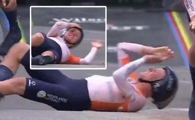 Olympic Gold Medalist Suffer Massive Crash Elbow Fracture Cycling Racing - Sakshi