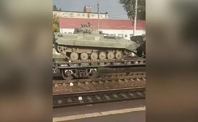 Viral Video: Multiple Soviet Era Tanks Lined Up Railway Tracks In Russia - Sakshi