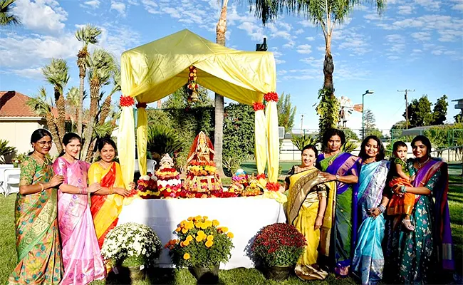 Auspicious Bathukamma celebration in Virginia and California by WETA - Sakshi