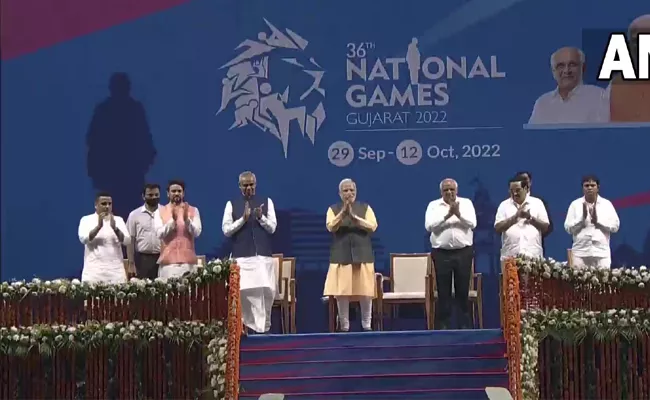 Narendra Modi Launch 36th National Games Narendra Modi Stadium Ahmedabad - Sakshi