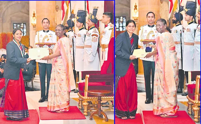 National Service Scheme 2021: Telugu womens wins 2 NSS Awards From President At Rashtrapati Bhavan - Sakshi