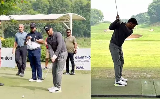 MS Dhoni Switches From Cricket To Golf Video Viral - Sakshi