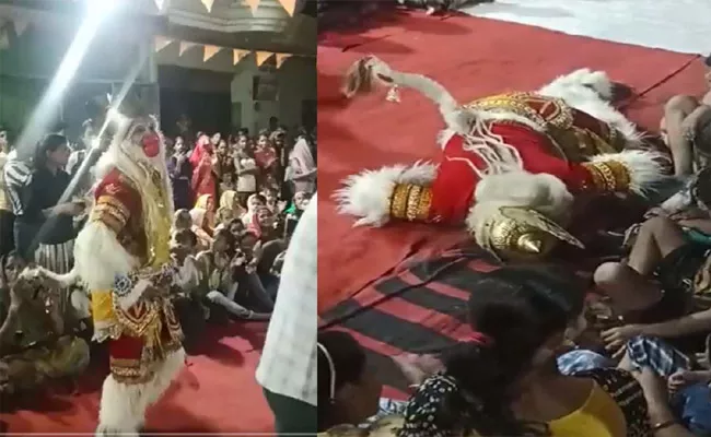 Video: UP Artist dies While Playing Role Of Hanuman At Ganesh pandal - Sakshi