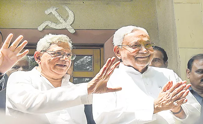 Bihar CM Nitish Kumar goes around Delhi meeting Opposition leaders - Sakshi