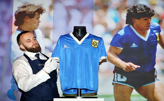 Diego Maradona Hand Of God Shirt Go-On Display During FIFA World Cup - Sakshi