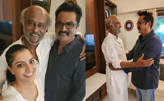 Sarath Kumar Meets Rajinikanth With His Daughter Varalakshmi Sarath Kumar - Sakshi