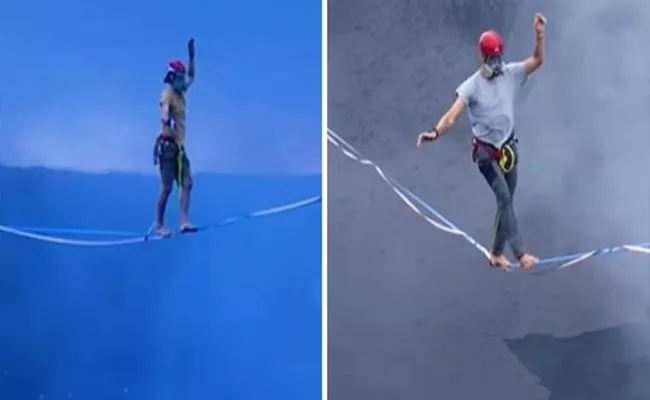 Watch: 2Men Create Guinness World Record For Slackline Walk Over Active Volcano - Sakshi