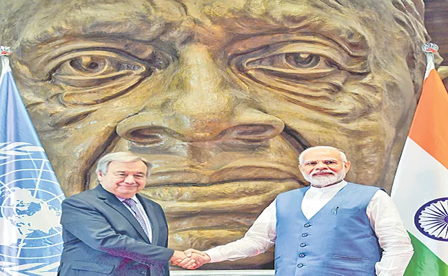 PM Modi launches Mission LiFE in the presence of UN Secretary General - Sakshi