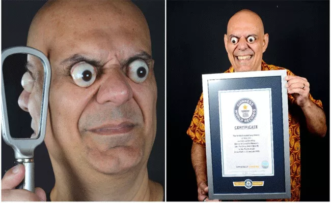 Brazilian Man SetsGuinness World Record for Farthest Eyeball Pop - Sakshi