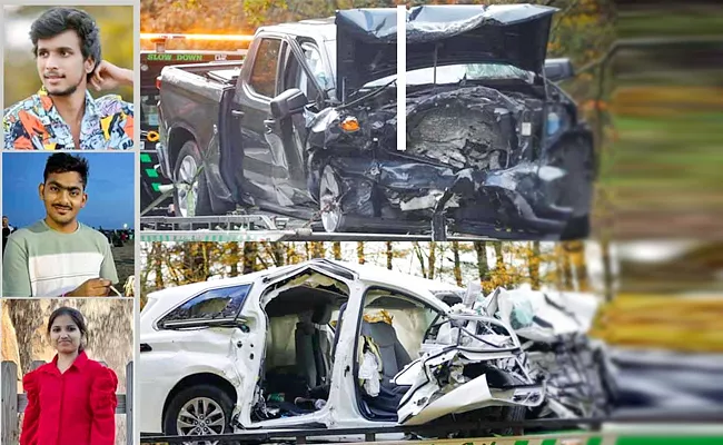 Tribute to telugu students who killed In USA Connecticut road accident - Sakshi