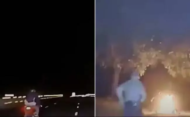 US Motorcyclist Fireball Engulfed After Cops Use Teaser During Chase - Sakshi