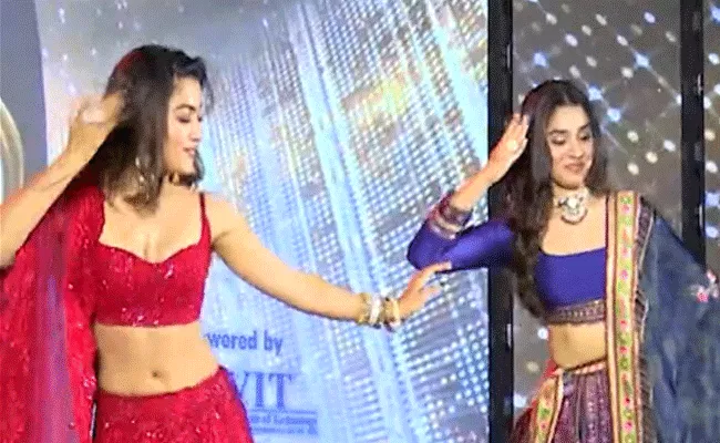 Rashmika Mandanna Dance Pushpa Song Saami Saami with Krithi Shetty - Sakshi