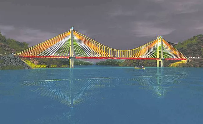 A double-storied cable-stayed bridge over Krishna river - Sakshi