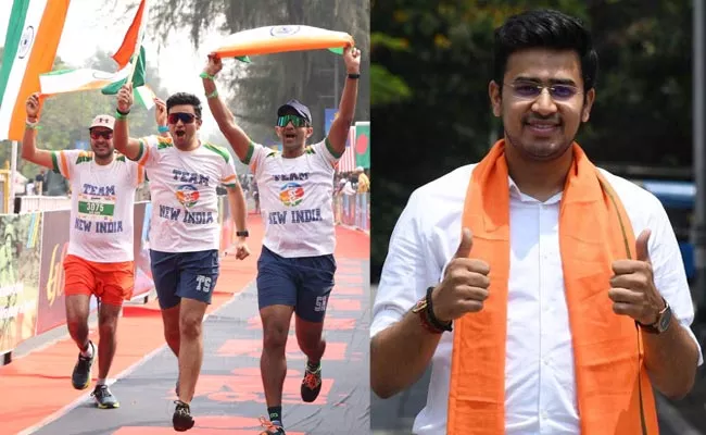 Tejasvi Surya Becomes First MP To Complete Ironman Relay Challenge - Sakshi