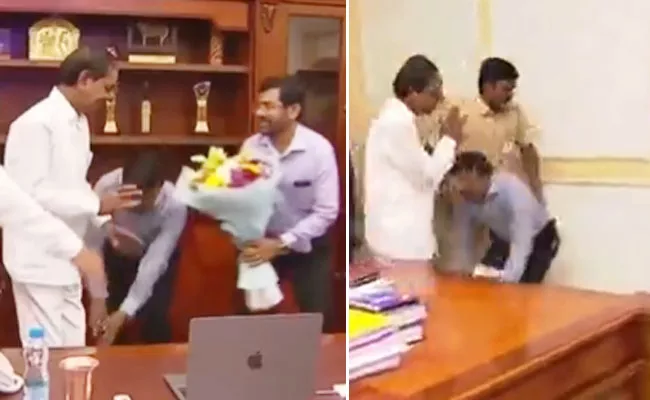 Telangana Health Director Srinivasa Rao Touch KCR Feet Viral - Sakshi