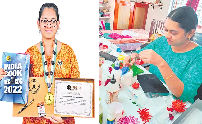 Hyderabad Woman Mopidevi Nagamani Paper Art Jewellery Design - Sakshi