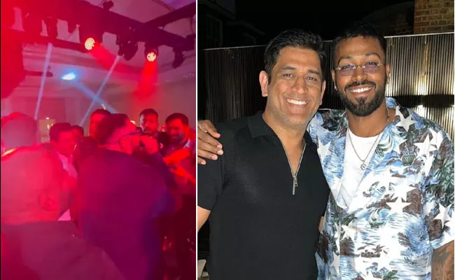 MS Dhoni dances with Hardik Pandya to Badshahs tunes at party in Dubai - Sakshi