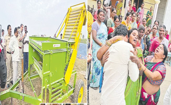 Woman Dies After Accidentally Stuck In Grain thresher Bhoodan Pochampally - Sakshi