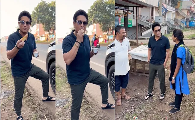 Sachin Tendulkar Takes Chai Break During Road-Trip Viral Video - Sakshi