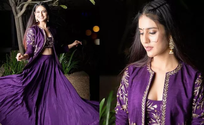 Priya Prakash Varrier In Beautiful Purple Dress Cost Details - Sakshi