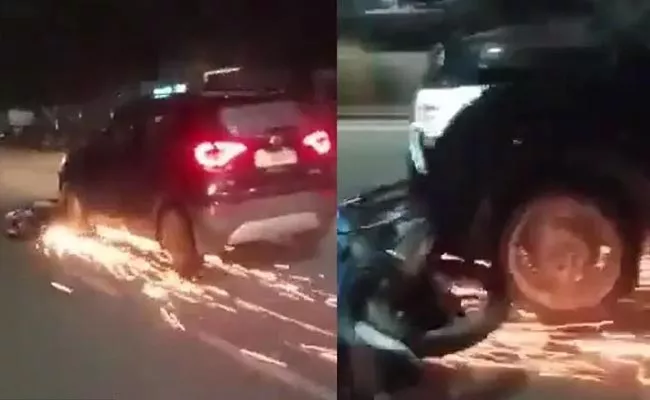 Car Drags Bike For Kilometer In Ghaziabad Video Viral - Sakshi