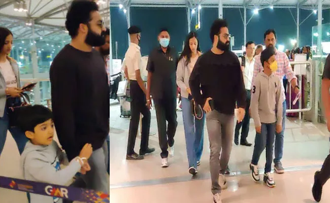 Jr NTR Again Going to Vacation With Family Airport Photo Goes Viral - Sakshi