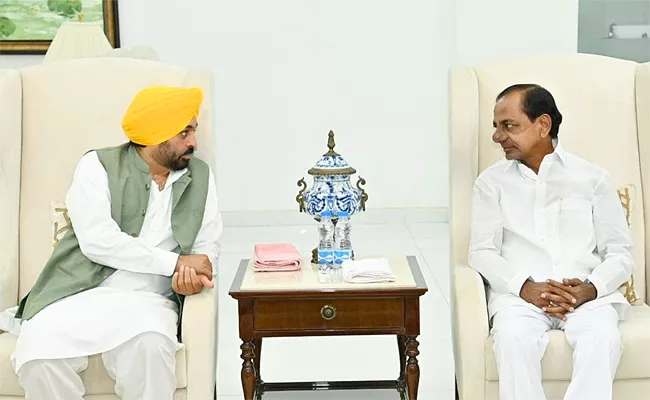 Punjab CM Bhagwant Mann Visits HYD, Meets CM KCR Hyderabad - Sakshi