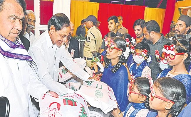 CM KCR participating in Christmas celebrations at LB Stadium - Sakshi