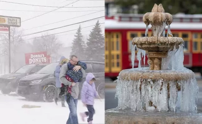 Bomb Cyclone Effect Boiling Water Turning Into Snow Video Viral - Sakshi