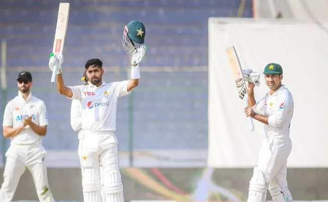 Pak Vs NZ 1st Test Day 1 Score: Babar Century Sarfaraz Fifty Puts Top - Sakshi