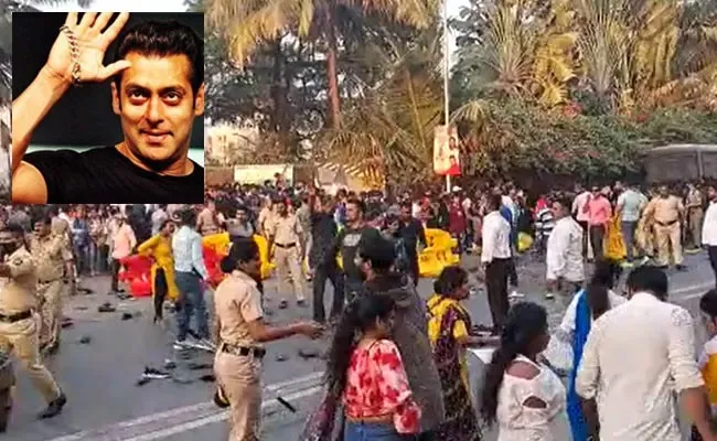 Crowds Outside Salman Khan Home Lathi Charged On Actor Birthday - Sakshi