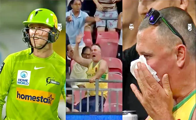 BBL: Fan-Gets Hit-On-Nose Missing Catch Sydney Thunder vs Brisbane Heat - Sakshi