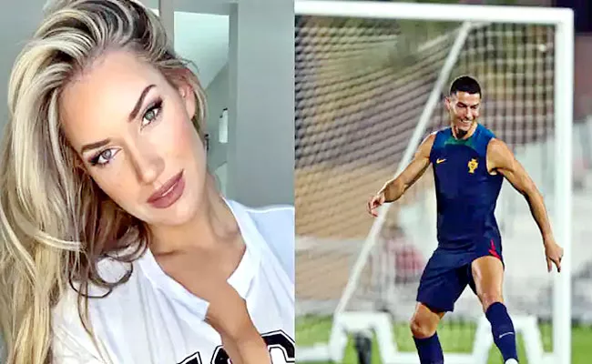 USA Golfer Paige Spiranac Takes-off Her-Top Recreate Ronaldo Celebration - Sakshi