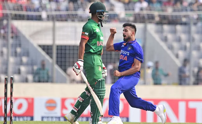 IND vs BAN:Umran Malik 151 kph delivery knocks over Shanto stumps - Sakshi