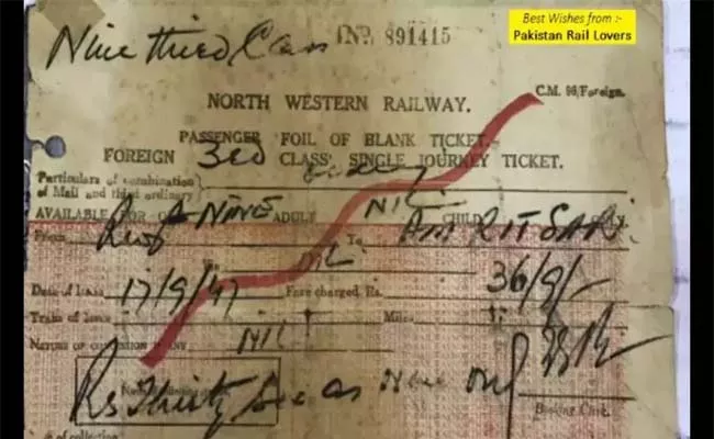 Railway Ticket From Pakistan To India Issued 76 Years Ago Goes Viral - Sakshi