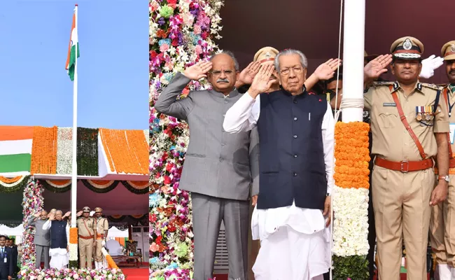 74th Republic Day Celebrations At Vijayawada Indira Gandhi Stadium - Sakshi