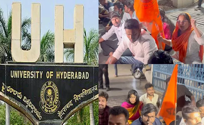 ABVP And SFI Leaders Clash Over Modi BBC Documentary At HCU - Sakshi