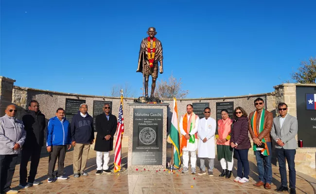 India 74th Republic Day Celebration At Mahatma Gandhi Memorial North Texas Board - Sakshi