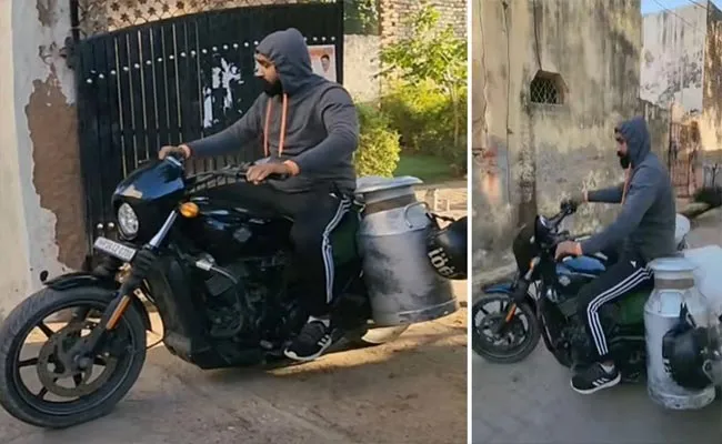 Indian Man Uses Harley Davidson To Deliver Milk Video Viral - Sakshi