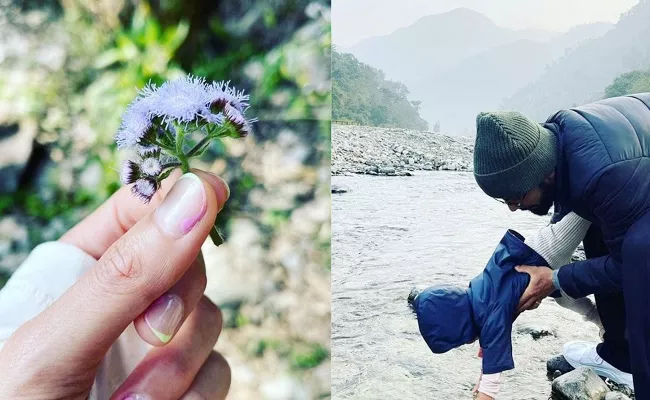 Virat Kohli Anushka Sharma shares Pics Of Rishikesh Trekking Goes Viral - Sakshi