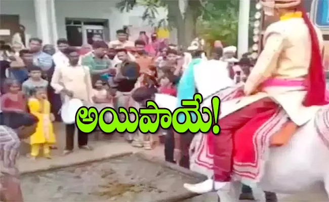 Viral Video: Marriage Procession Goes Wrong Horse Flees With Groom - Sakshi