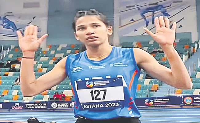 Asian Indoor Athletics Championship: Jyothi Yarraji breaks own 60m hurdles National Record - Sakshi