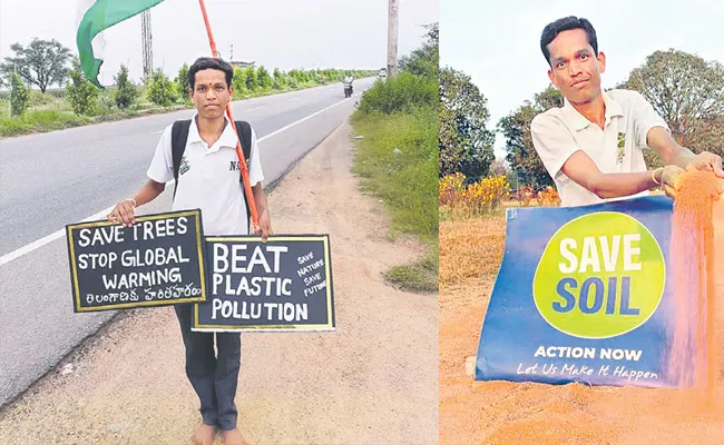 Sangareddy Paladugu Youth Walking Barefoot - Sakshi