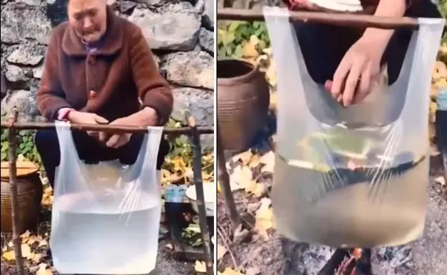 Viral Video: Woman Cooks Fish Broth In Plastic Bag - Sakshi